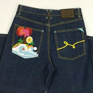 NWOT Jeans Wide Leg Embroidery W34 L26